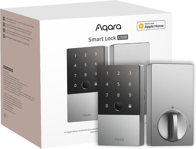 Aqara Smart Lock U100, Apple Home Key, Fingerprint Deadbolt, Gray