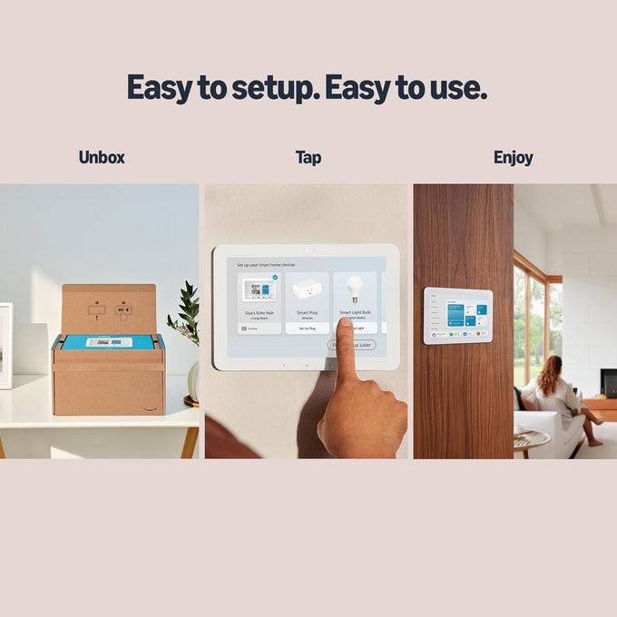 Smart Home Starter Kit | Includes Echo Hub, Amazon Smart Plug and 4 Amazon Basics Smart Bulbs, Designed for Alexa+