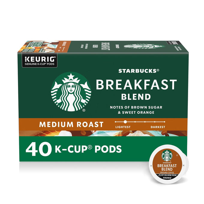 Starbucks K-Cup Coffee Pods, Breakfast Blend Medium Roast, 40 Count