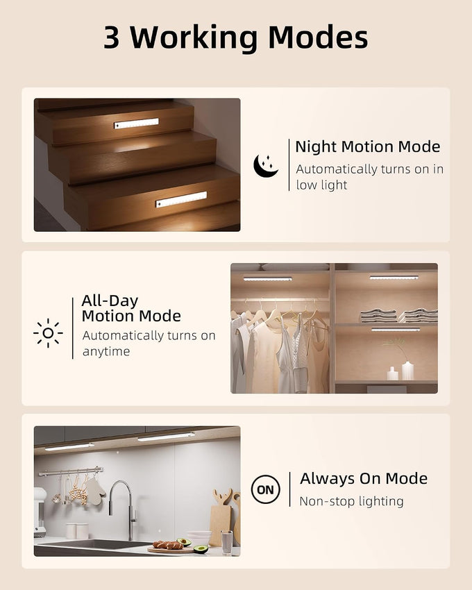 EZVALO 13inch Under Cabinet Lighting with Charging Station, 3200mAh Rechargeable Wireless Motion Sensor Lights, 96 LEDs, 3 Color Temps, Dimmable, Timer, Magnetic, with Remote for Kitchen (6 Pack)
