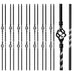 16 Pcs Wrought Iron Balusters for Staircase Interior, 44" Hollow Double Basket with Double Twist Metal Stair Spindles Balusters, 1/2" Balusters for Staircase Decorative - Matte Black