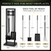 FEED GARDEN 5-Piece Fireplace Tool Set, 30" One-Piece Stand, Wrought Iron