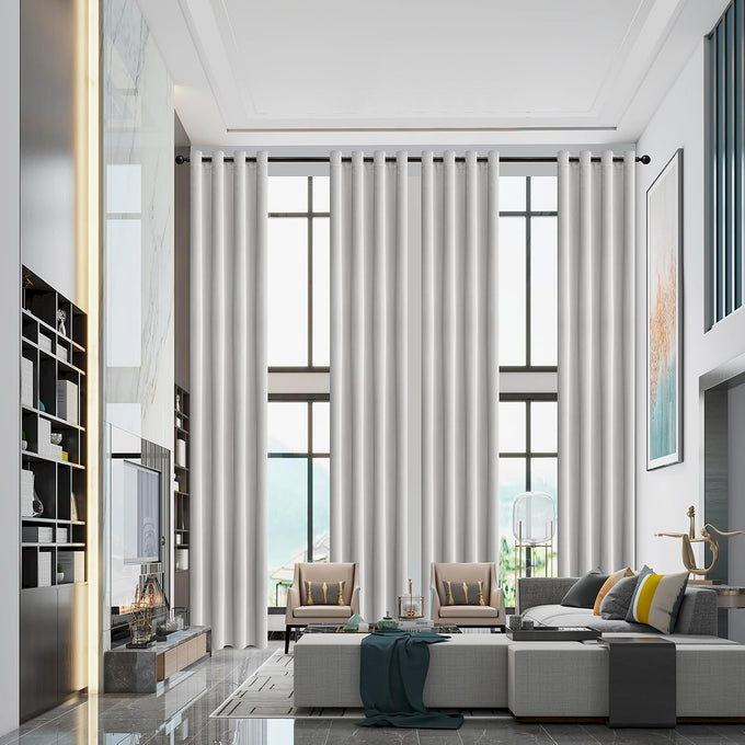 Qiseca Extra Long Curtains High Ceiling Drapes 20Ft for Living Room, Tall Windows Custom Made 2 Story Blackout Curtains for High Living Room Bedroom Loft Theater W52xL240 Inches Long 1 Panel, White