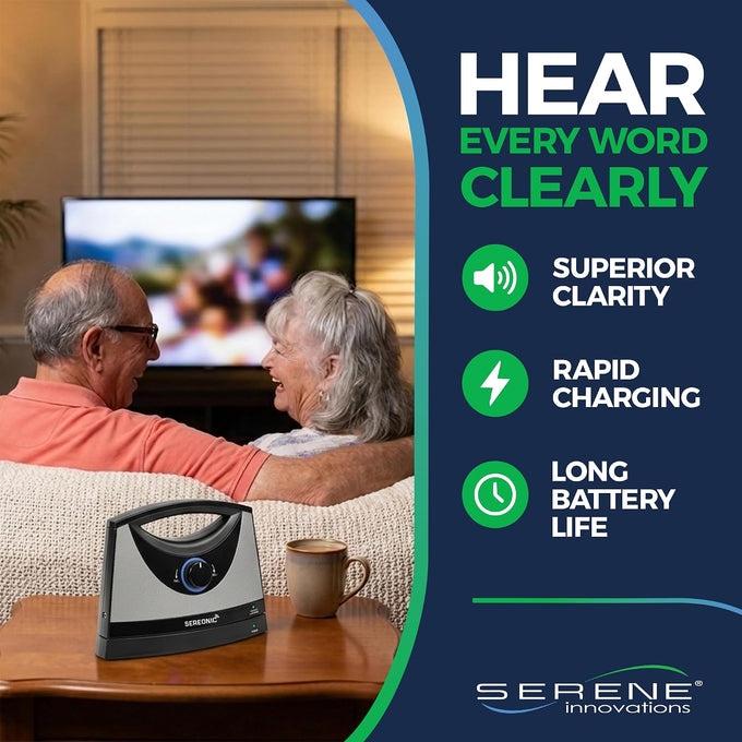 SEREONIC Portable Wireless Speakers for Smart TV - Ideal for TV Watching Without The Blaring Volume - Designed for Hard of Hearing, Elderly, and Seniors - 100ft Range