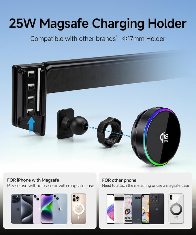 Qi2.2 25W Wireless Charger Car Phone Mount for Toyota Camry LE/SE 2025-2026