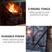 Plow & Hearth 5 Piece Hand Forged Iron Compact Fireplace Tool Set 20" | Black Wrought Iron Handle for Outdoor Indoor | Stand Poker Shovel Brush Log Tongs Wood Stove Accessory