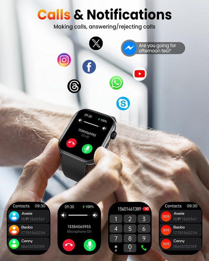 Smart Watches for Men,1.96"AMOLED Health Smart Watch Fitness Trackers2Bands