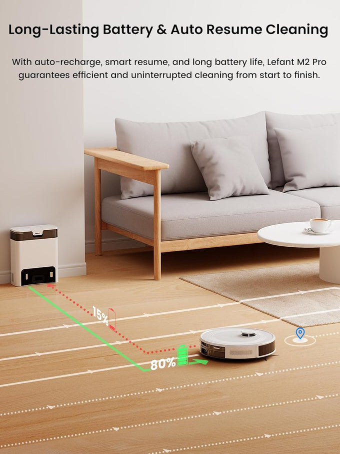 Lefant Robot Vacuum and Mop Combo with Self Emptying, 6000Pa, M2 Pro