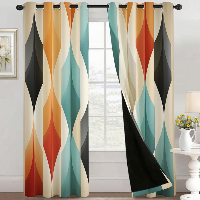 Mid Century Modern Curtains 84 Inch 2 Panels, Home Essentials