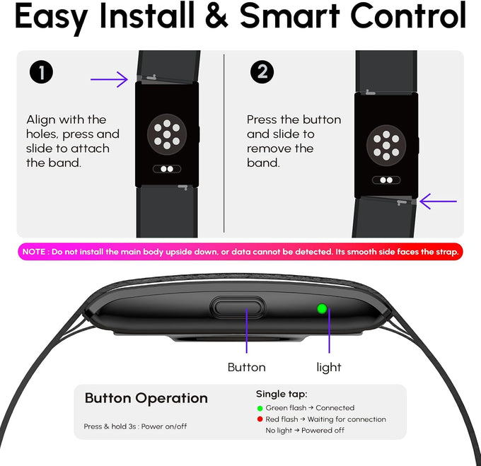 Screenless Fitness Tracker Smart Band, Sleep, HRV, Heart Rate, SpO2