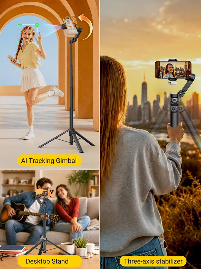 AOCHUAN Smart V3 70.9” Gimbal Stabilizer for iPhone w/AI Tracking Module