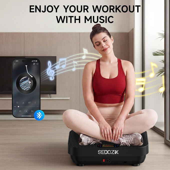 SEDOZIK Vibration Plate for Lymphatic Drainage with Bands Bluetooth, Black