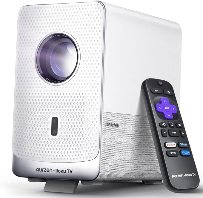 Aurzen Roku TV D1R Cube Smart Outdoor Projector with WiFi and Bluetooth