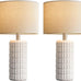 Seealle 23" Modern Ceramic Table Lamps Set of 2, Lamps for Bedroom, White