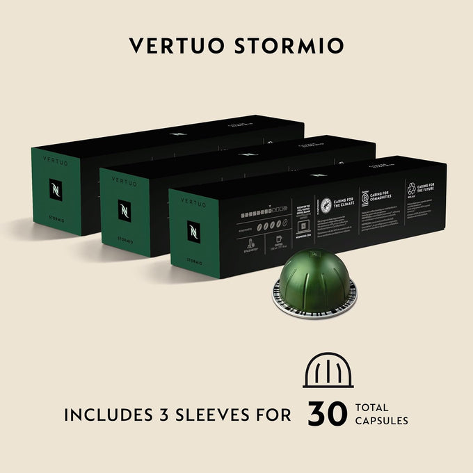 Nespresso Vertuo, Stormio, Dark Roast, 30-Count Coffee Pods