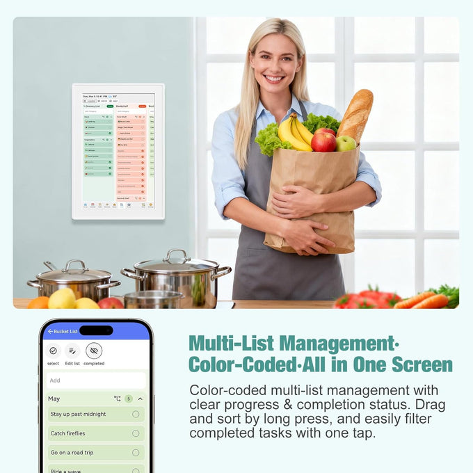10.1 Inch Digital Calendar with Touch Screen, Wall Mountable, Multi-Platform Calendar Sync to Smart Electronic Chore Planner, Gifts for Mom.