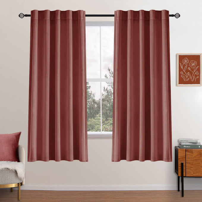 MIULEE Velvet Curtains 52x108 inches 2 Panels Light Taupe Blackout Curtains