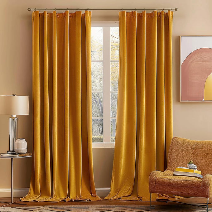 MIULEE Velvet Curtains 52x108 inches 2 Panels Light Taupe Blackout Curtains