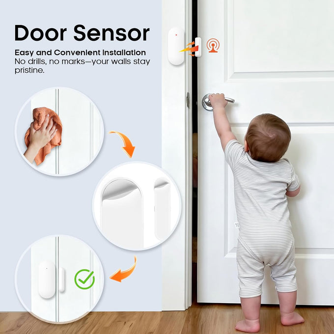 WiFi Home Security Alarm System, 4X Door Window Sensors, No Monthly Fees