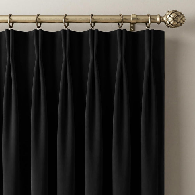 NICETOWN Girl 96 Inch Long Blush Pink Velvet Blackout Curtains Luxury Elegant Soft Pinch Pleated Drapes with Adjustable Hooks, Winter Thermal Window Treatments Classical Home Decor W40 x L96, 2 Panels