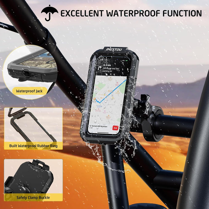 iMESTOU Waterproof ATV Phone Mount Suitble for 5.5"-6.8" Phones (Size L)
