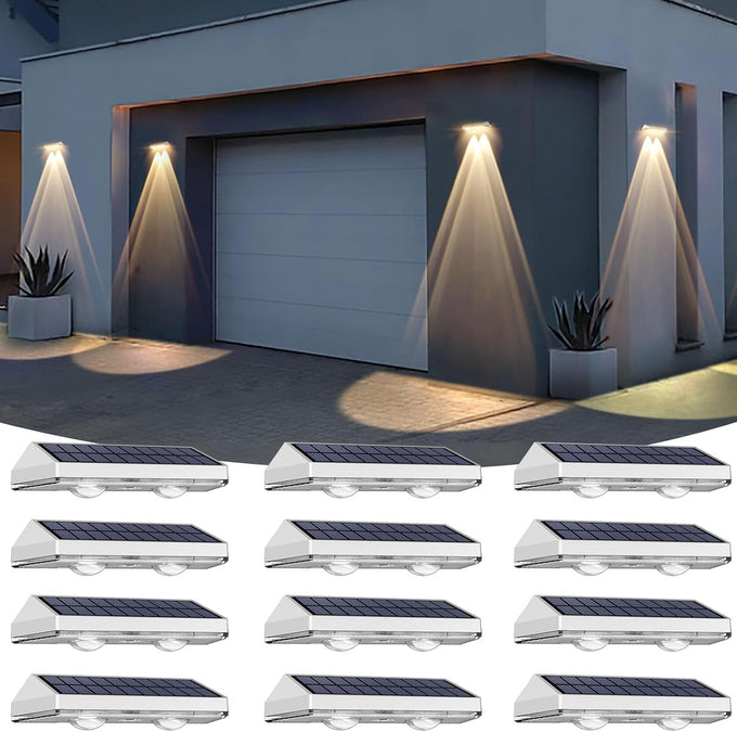 Solar Fence Lights Outdoor, 2700/4000/6000K 3 Mode, 8-12H, Black, 8 Pack