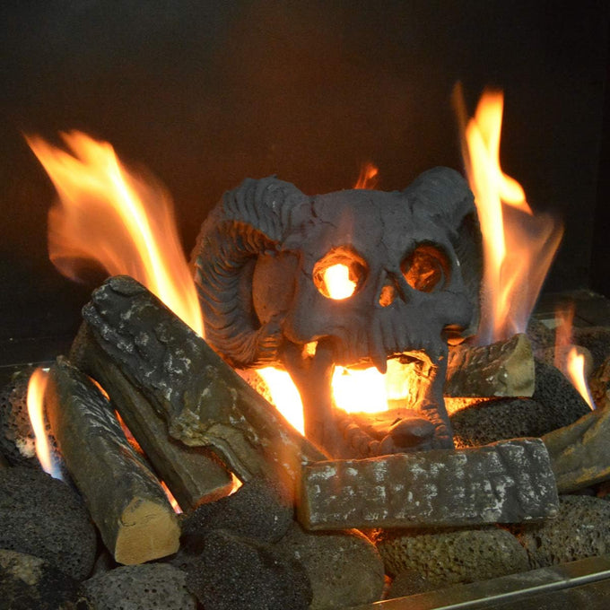 Stanbroil Fire Pit Skull Gas Log for Fireplace Halloween Decor