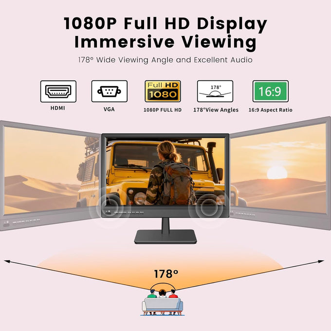 Jexiop 17inch Smart TV,Full HD 1080p LED Flat Screen with ATSC TV,with Built-in HDMI/USB-Suitable for Kitchen Kid's Room Basement or RV Camper