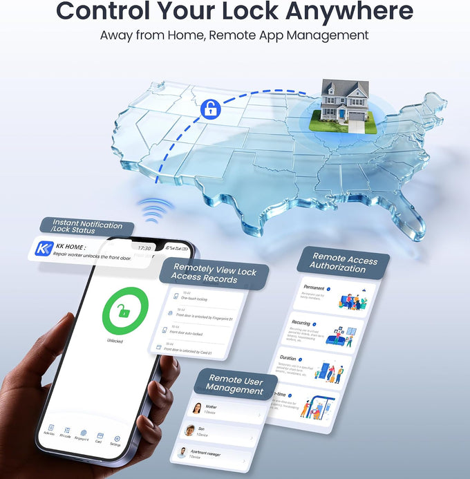 Veise VE027 WiFi Smart Lock Fingerprint Keyless Entry Deadbolt Matte Black