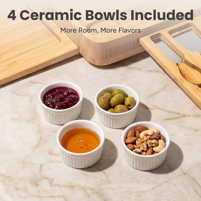 SMIRLY Charcuterie Boards Set, Large Cheese Board Set, Bamboo