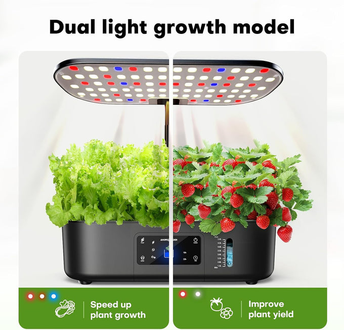 Ahopegarden Hydroponics Growing System Kit: 12 Pods with LCD Control Panel