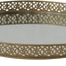 Creative Co-Op Oval Metal Filigree Footed Tray with Mirror, Gold Finish