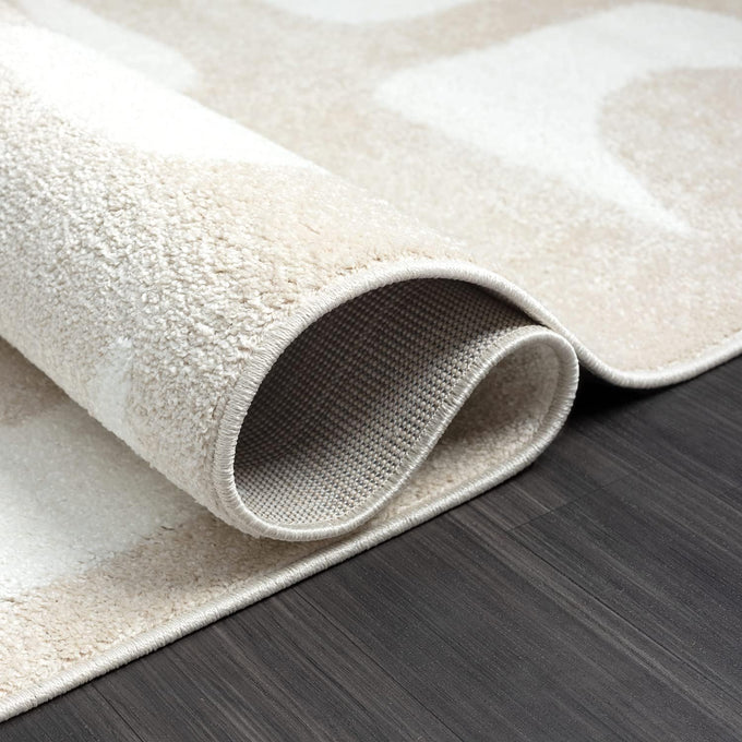 Abani Nuevo Collection Area Rug - Modern Geometric Beige/Cream Design - 4'x6' - Easy to Clean - Durable for Kids and Pets - Non-Shedding - Medium Pile - Soft Feel - for Living Room, Bedroom & Office