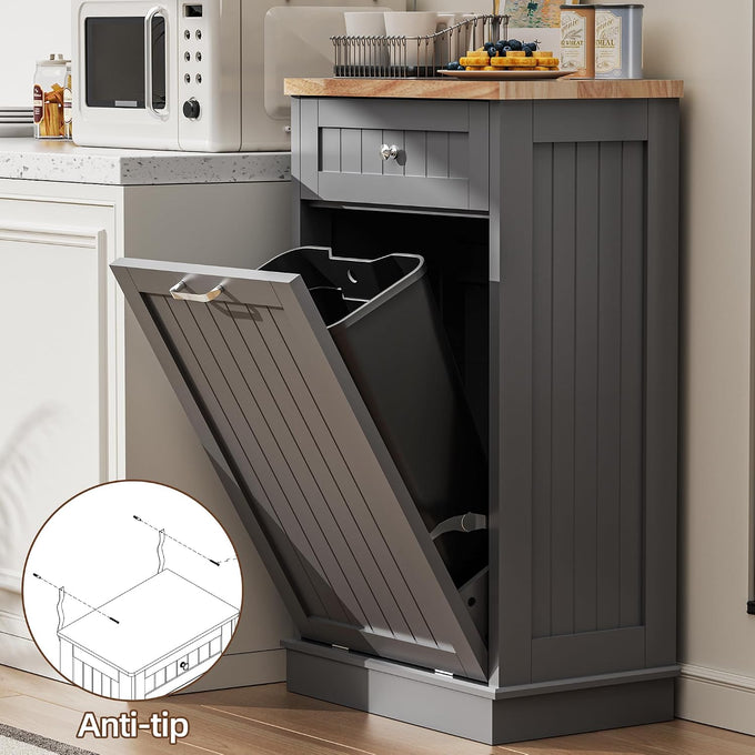 AHB 13 Gallons Tilt Out Trash Cabinet,for Kitchen Living Room, Grey