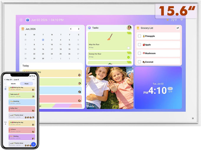 15.6" Digital Calendar - Touchscreen Smart Family Planner & Chore Organizer