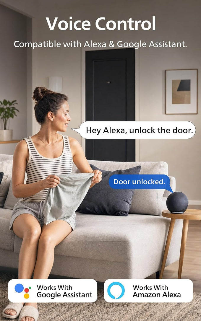 Philips Wi-Fi Smart Lock for Front Door, Fingerprint Keyless Entry Door Lock, Electronic Keypad Deadbolt, App Remote Control, Auto Lock, Compatible with Alexa and Google, Easy Installation