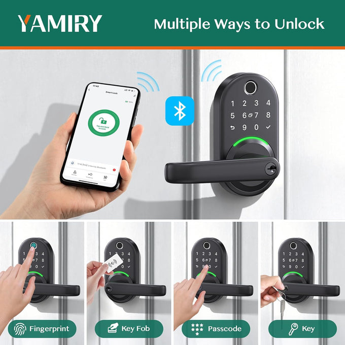 Smart Door Handle Lock with Keypad, Yamiry Fingerprint Knob for Front Door