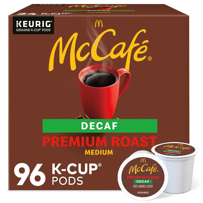McCafe Premium Roast Decaf Coffee, Single Serve Keurig K-Cup Pods, Decaffeinated, 96 Count (4 Packs of 24)