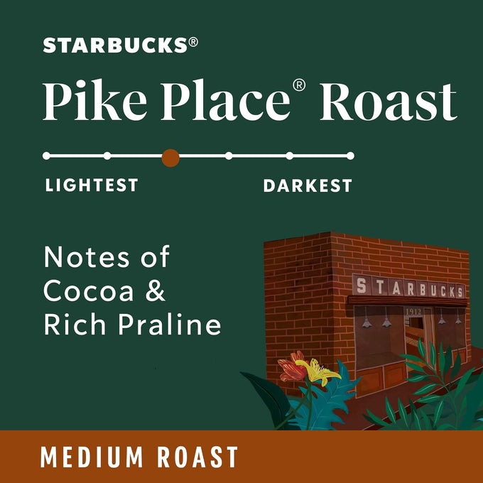Starbucks K-Cup Coffee Pods, Medium Roast Hot or Iced Coffee, Pike Place Roast, 96 Keurig Pods ​