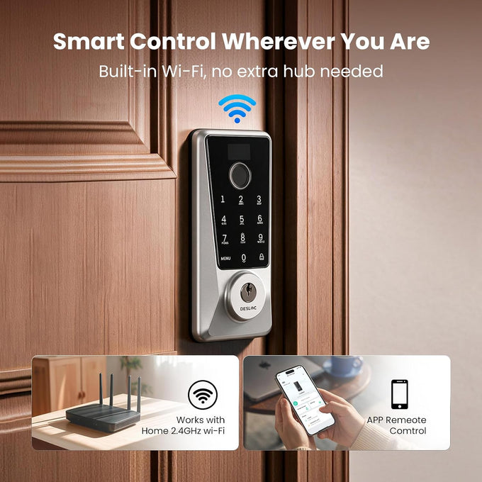 DESLOC WiFi Fingerprint Smart Keypad Door Lock D110 Plus with App Control