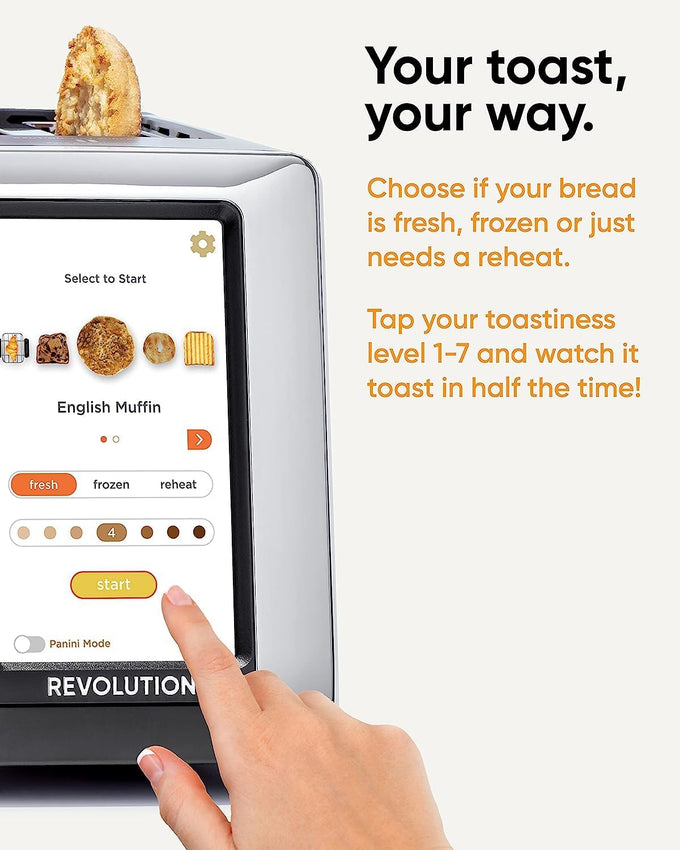Revolution R180S Touchscreen Toaster, 2-Slice Smart Toaster with Patented InstaGLO Technology & Panini Mode