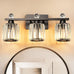 3-Light Gold Bathroom Light Fixtures,Modern Bathroom Vanity Lights Fixture with Clear Crystal Glass Shade, Modern Crystal 3 Lights Wall Sconce for Mirror Bedroom Living Room