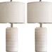 PoKat 23" Modern Ceramic Table Lamp Set of 2 for Living Room Bedroom, White