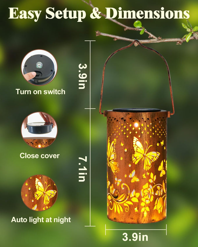DIBIEECN Birthday Gifts for Women, Solar Lanterns, Butterfly, 4 Pack