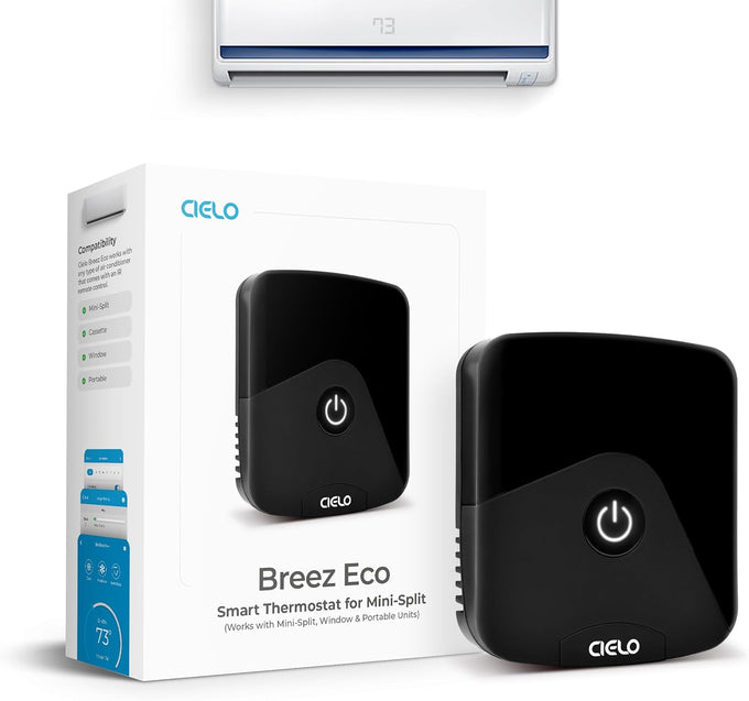 Breez Eco Smart AC Controller for Mini-Split, Window, Portable ACS (White)