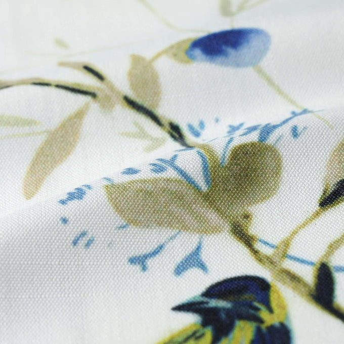 Leeva Bedroom Curtains 84 Inch Length 2 Panels Set, Farmhouse Cute Bird Patterned Living Room Curtains, Grommet Linen Look Light Blocking Window Treatments for Living Room, 42 x 84, Blue