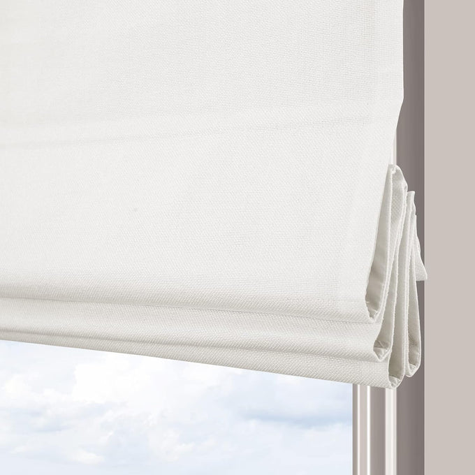Cordless Linen Roman Shades, Natural Custom Fabric Room Darkening Roman Window Shades Blinds for Doors, French Doors, Kitchen Windows, Bathroom Windows