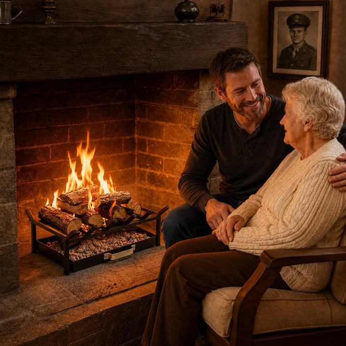 FEBTECH Fireplace Grate 17 inch with Removable Ash Tray and 6 Support Bars