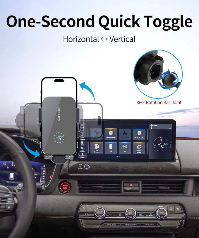 Wireless Charger Car Phone Holder for 2026 Honda Passport/Pilot 12.3 Screen