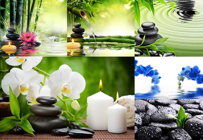 wall26 Peel and Stick Wallpapaer - Zen and Spa Theme Images Collage | Removable Large Wall Mural Creative Wall Decal - 66x96 inches